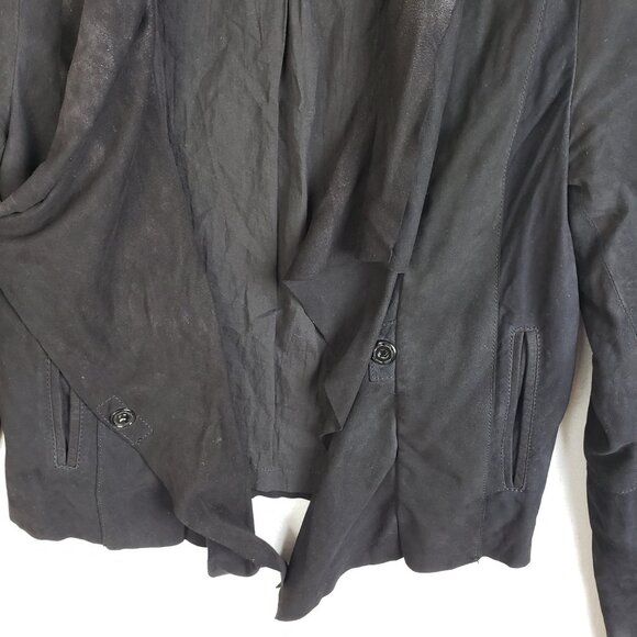 Graham & Spencer Suede Leather Jacket Soft Asymmetrical Biker Goth Black size L - Picture 14 of 16